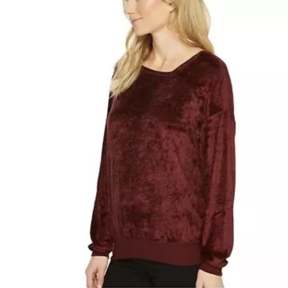 Anthropologie Michael Stars Red Vali Velvet Pullover Top Long Sleeve  XS New! - Picture 3 of 16